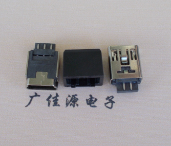 上海MINI USB 5Pin接口 带护套焊线母座 B型180度铜壳