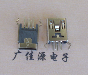 上海MINI USB5p母座|B型口180度|直插弯脚