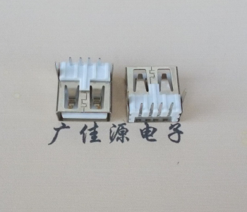 上海 USB2.0 AF 90度 直插脚 无后盖 平口铜壳