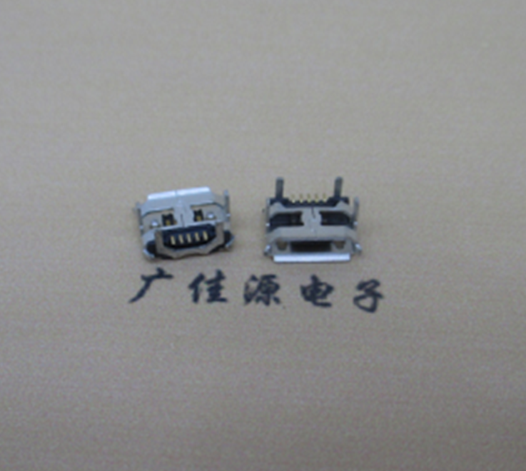 上海Micro usb5p母座 B型口 加长2.0mm牛角 焊接图解