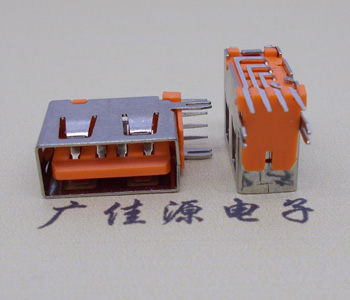 上海USB 短体10.0接口 侧插4p母座 橙色胶芯鱼叉脚直边